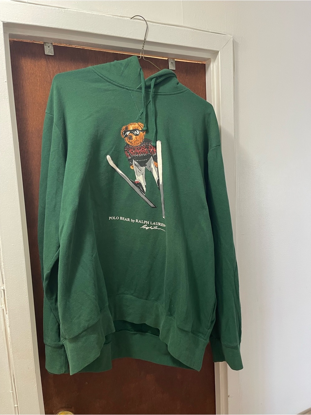 Ralph Lauren Green Polo Bear Ski Hoodie p-wing snowbeach wooden ski92